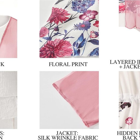 Women's Linen Dress 2 Piece Outfit Floral Sleeveless Loose Maxi Summer Dresses w - Picture 5 of 5